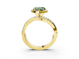Yellow gold Fancy Green Heart  Cut Halo Split Shank Prong Setting Ring_3