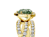 Yellow gold Fancy Green Heart  Cut Halo Split Shank Prong Setting Ring_5