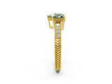 Yellow gold Fancy Green Heart  Cut Milgrain Channel Set Engagement Ring with Solitaire Prong Setting_2
