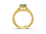 Yellow gold Fancy Green Heart  Cut Milgrain Channel Set Engagement Ring with Solitaire Prong Setting_3