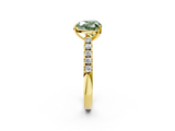 Yellow gold Fancy Green Heart  Cut Pavé Band Solitaire Ring with Four-Prong Setting_2