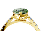 Yellow gold Fancy Green Heart  Cut Pavé Band Solitaire Ring with Four-Prong Setting_4