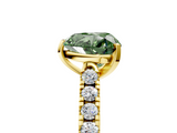 Yellow gold Fancy Green Heart  Cut Pavé Band Solitaire Ring with Four-Prong Setting_5