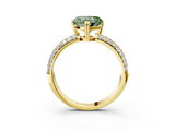 Yellow gold Fancy Green Heart  Cut Pave Diamond Engagement Ring with Channel Set Band and Four-Prong Setting_3