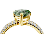 Yellow gold Fancy Green Heart  Cut Pave Diamond Engagement Ring with Channel Set Band and Four-Prong Setting_4