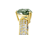 Yellow gold Fancy Green Heart  Cut Pave Diamond Engagement Ring with Channel Set Band and Four-Prong Setting_5