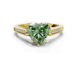 Yellow gold Fancy Green Heart Cut Solitaire Cathedral Diamond Engagement Ring with Channel-Set Band and Four-Prong Setting_15