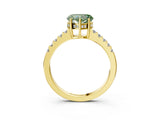 Yellow gold Fancy Green Heart Cut Solitaire Diamond Engagement Ring with Pavé Band and Six-Prong Setting_15