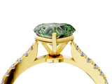 Yellow gold Fancy Green Heart  Cut Solitaire Diamond Engagement Ring with Pave Band and Four-Prong Setting_4