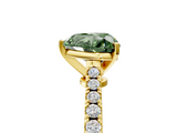Yellow gold Fancy Green Heart  Cut Solitaire Diamond Engagement Ring with Pave Band and Four-Prong Setting_5