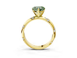 Yellow gold Fancy Green Heart Cut Solitaire Diamond Engagement Ring with Twisted Pave Band and Four-Prong Setting_6