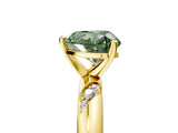 Yellow gold Fancy Green Heart Cut Solitaire Diamond Engagement Ring with Twisted Pave Band and Four-Prong Setting_8