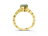 Yellow gold Fancy Green Heart Cut Solitaire Diamond Ring with Infinity Twist Band and Four-Prong Setting_3