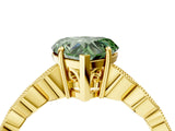 Yellow gold Fancy Green Heart Cut Solitaire Diamond Ring with Infinity Twist Band and Four-Prong Setting_4
