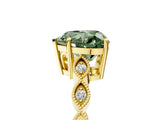 Yellow gold Fancy Green Heart Cut Solitaire Diamond Ring with Infinity Twist Band and Four-Prong Setting_5