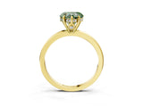 Yellow gold Fancy Green Heart Cut Solitaire Diamond Ring with Prong Setting and Plain Band_3