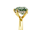 Yellow gold Fancy Green Heart Cut Solitaire Diamond Ring with Prong Setting and Plain Band_5