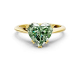 Yellow gold Fancy Green Heart Cut Solitaire Diamond Ring with Six-Prong Setting and Classic Band_12