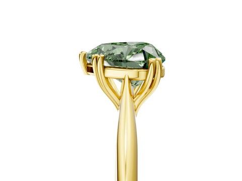 Yellow gold Fancy Green Heart Cut Solitaire Diamond Ring with Six-Prong Setting and Classic Band_5