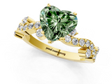 Yellow gold Fancy Green Heart  Cut Solitaire Diamond Twisted Band with Pave Setting_1