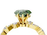 Yellow gold Fancy Green Heart  Cut Solitaire Diamond Twisted Band with Pave Setting_4