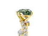 Yellow gold Fancy Green Heart  Cut Solitaire Diamond Twisted Band with Pave Setting_5