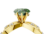 Yellow gold Fancy Green Heart  Cut Solitaire Diamond with Side Stones on Criss-Cross Band and Four-Prong Setting_4