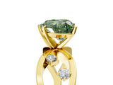 Yellow gold Fancy Green Heart  Cut Solitaire Diamond with Side Stones on Criss-Cross Band and Four-Prong Setting_5