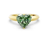 Yellow gold Fancy Green Heart  Cut Solitaire Engagement Ring with Flat Band and Four-Prong Setting 1