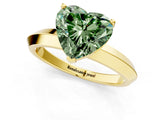 Yellow gold Fancy Green Heart  Cut Solitaire Engagement Ring with Flat Band and Four-Prong Setting 2