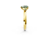 Yellow gold Fancy Green Heart  Cut Solitaire Engagement Ring with Flat Band and Four-Prong Setting 3