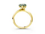 Yellow gold Fancy Green Heart  Cut Solitaire Engagement Ring with Flat Band and Four-Prong Setting 4