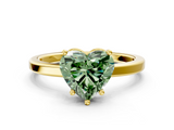 Yellow gold Fancy Green Heart  Cut Solitaire Engagement Ring with Four-Prong Setting on a Classic Band