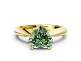 Yellow gold Fancy Green Heart  Cut Solitaire Engagement Ring with Tapered Band and Four-Prong Setting 1