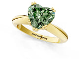 Yellow gold Fancy Green Heart  Cut Solitaire Engagement Ring with Tapered Band and Four-Prong Setting 2