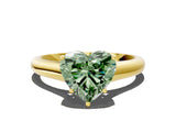 Yellow gold Fancy Green Heart Cut Solitaire Engagement Ring with Tapered Band and Four-Prong Setting_3