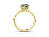 Yellow gold Fancy Green Heart Cut Solitaire Engagement Ring with Tapered Band and Four-Prong Setting_6