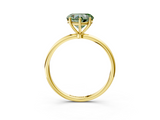 Yellow gold Fancy Green Heart  Cut Solitaire Engagement Ring with Thin Band and Four-Prong Setting_6