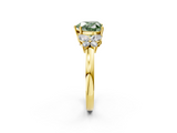 Yellow gold Fancy Green Heart  Cut Solitaire Floral Diamond Ring with Four-Prong Setting_2