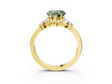 Yellow gold Fancy Green Heart  Cut Solitaire Floral Diamond Ring with Four-Prong Setting_3