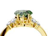 Yellow gold Fancy Green Heart  Cut Solitaire Floral Diamond Ring with Four-Prong Setting_4