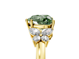 Yellow gold Fancy Green Heart  Cut Solitaire Floral Diamond Ring with Four-Prong Setting_5