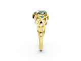 Yellow gold Fancy Green Heart Cut Solitaire Intertwined Band Prong Setting Ring_2
