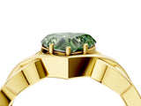 Yellow gold Fancy Green Heart Cut Solitaire Intertwined Band Prong Setting Ring_4