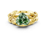 Yellow gold Fancy Green Heart Cut Solitaire Leaf-Inspired Engagement Ring with Prong Setting_12
