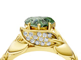 Yellow gold Fancy Green Heart Cut Solitaire Leaf-Inspired Engagement Ring with Prong Setting_16