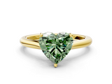 Yellow gold Fancy Green Heart  Cut Solitaire Ring with Cathedral Band and Four-Prong Setting