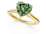 Yellow gold Fancy Green Heart  Cut Solitaire Ring with Cathedral Band and Four-Prong Setting_1