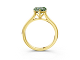 Yellow gold Fancy Green Heart  Cut Solitaire Ring with Cathedral Band and Four-Prong Setting_3