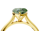 Yellow gold Fancy Green Heart  Cut Solitaire Ring with Cathedral Band and Four-Prong Setting_4
